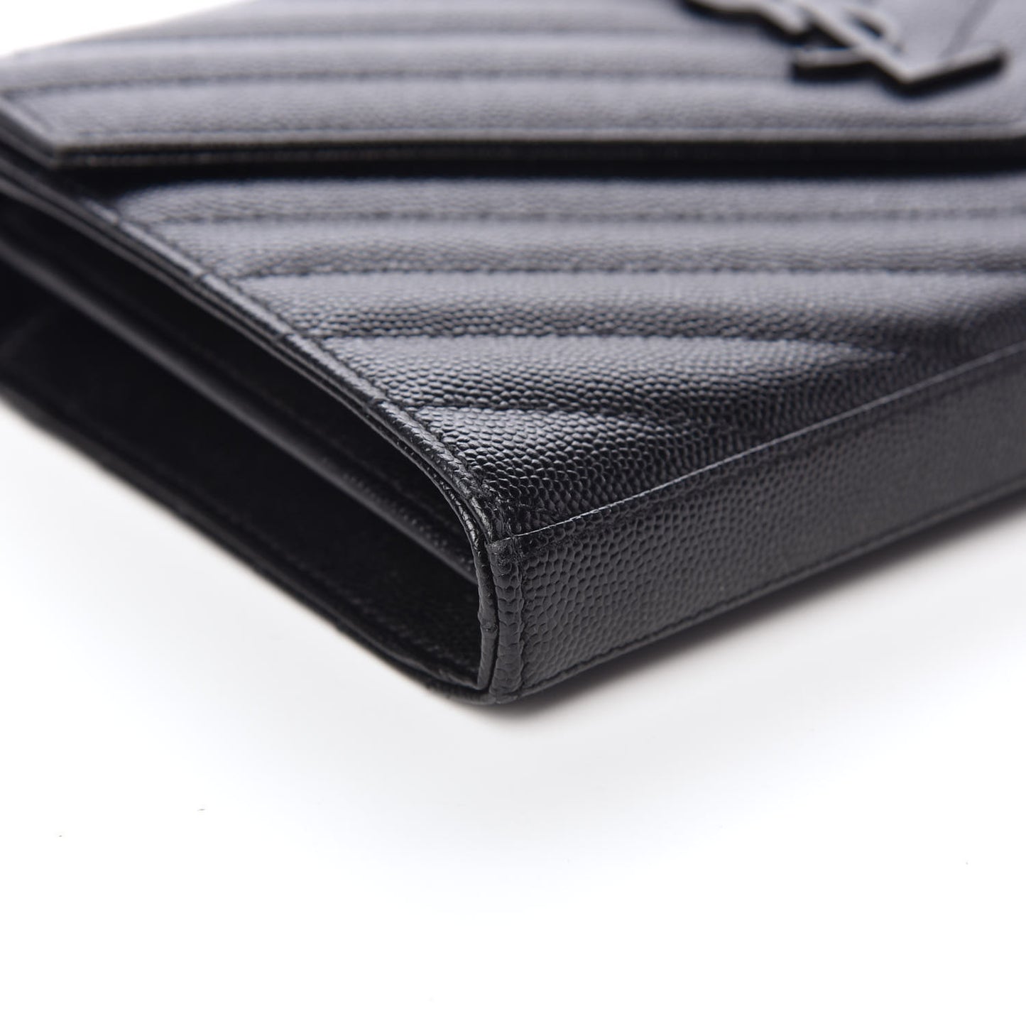 Grain De Poudre Matelasse Chevron Monogram Chain Wallet Black