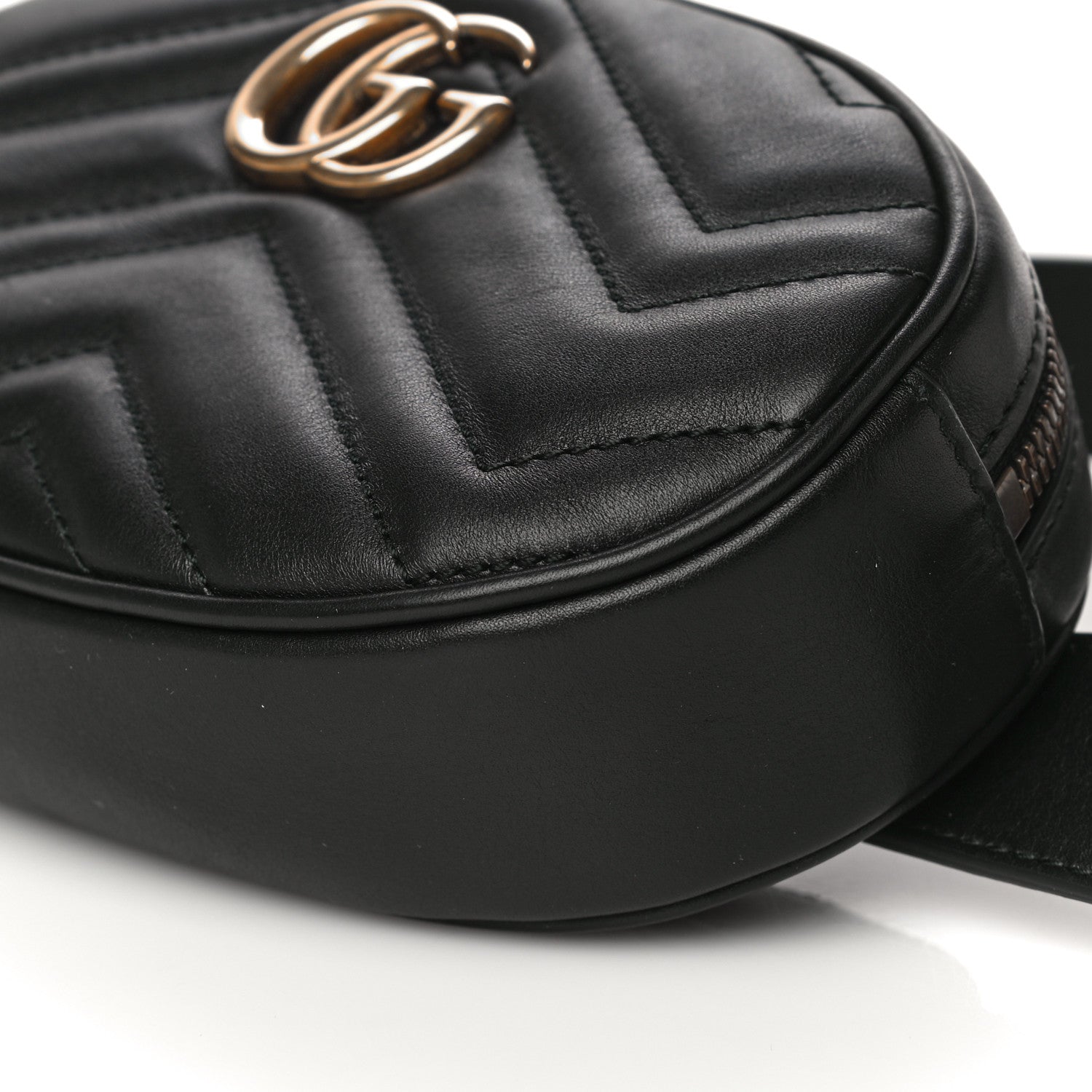 Gucci Calfskin Matelasse GG Marmont Belt Bag 75 30 Black 11 of 16