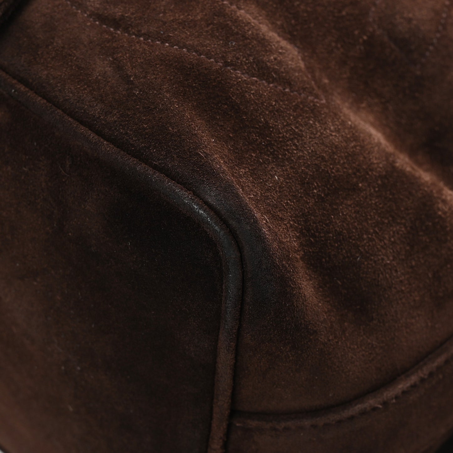 Suede Drawstring Tassel Bucket Bag Brown