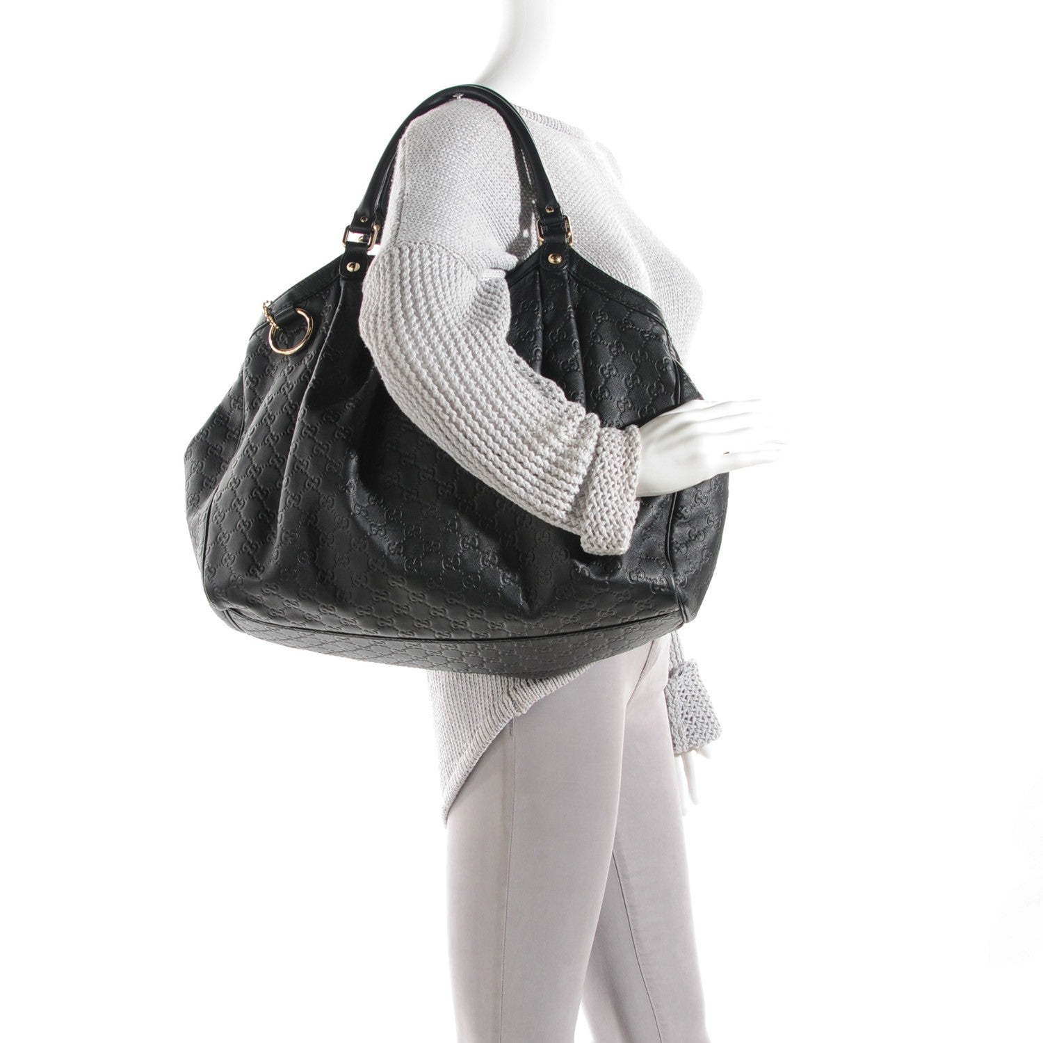 Gucci Guccissima Vitello Tender Large Sukey Tote Black 2 of 16