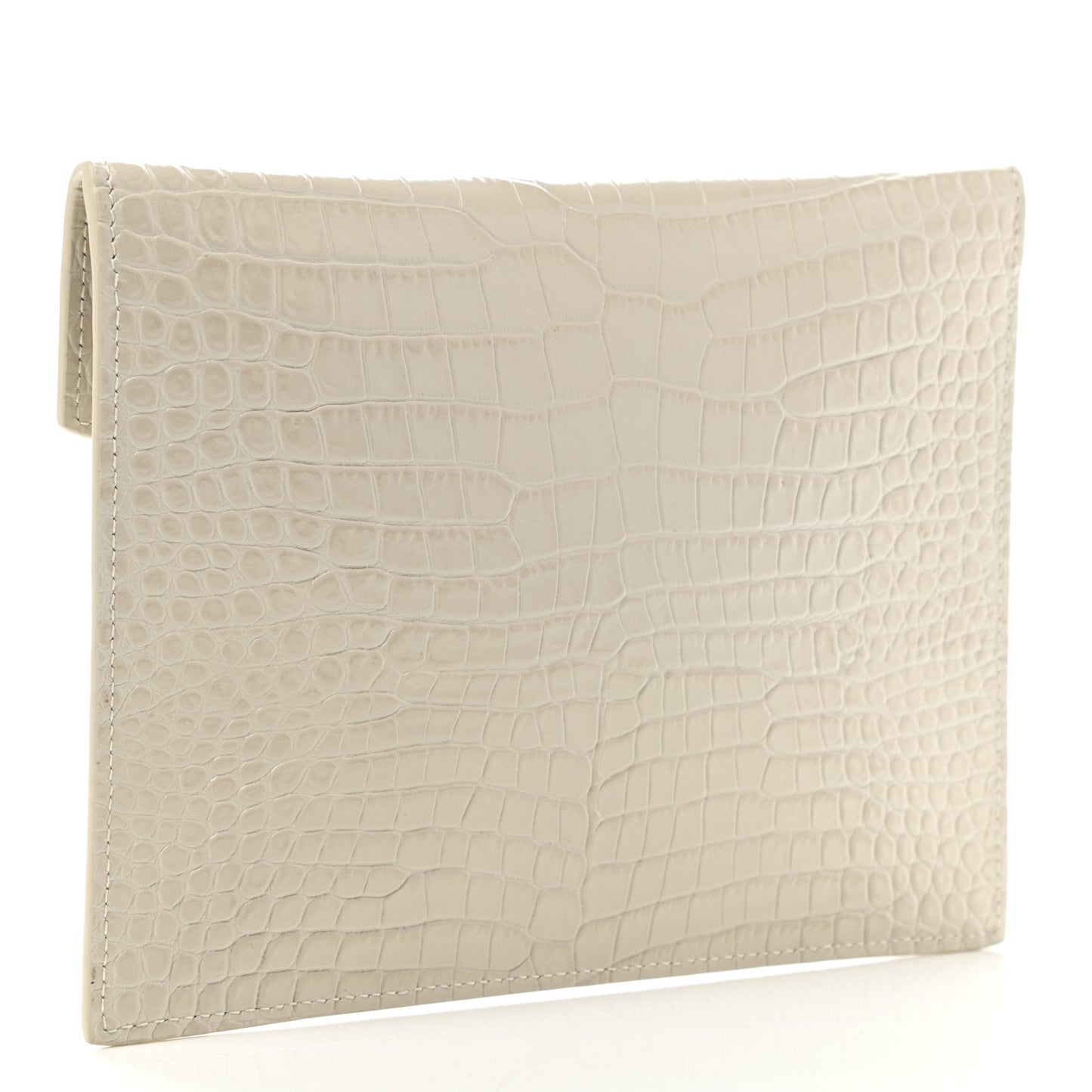 Calfskin Crocodile Embossed Monogram Uptown Baby Pouch Perle