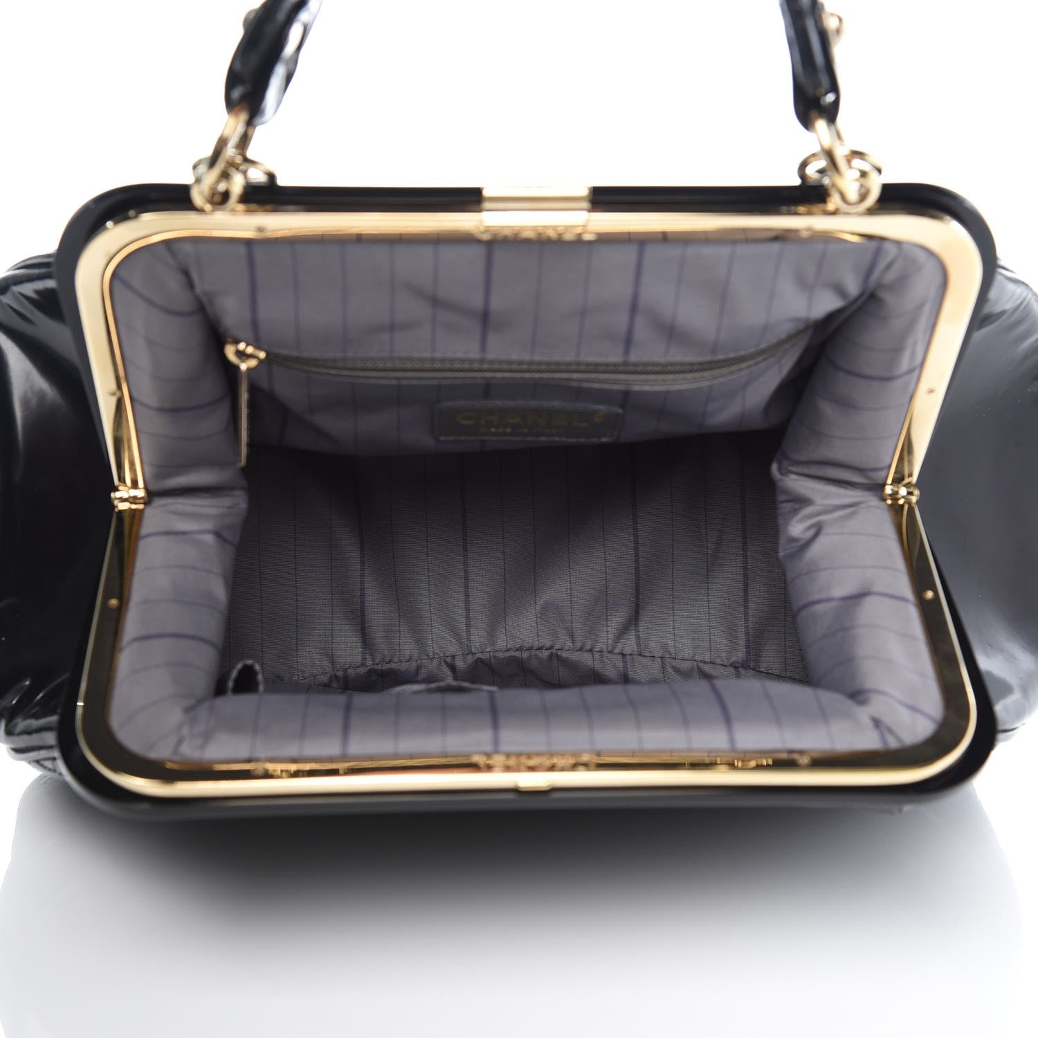Chanel Glazed Calfskin Quilted Small Mademoiselle Frame Bag Black 6 of 9