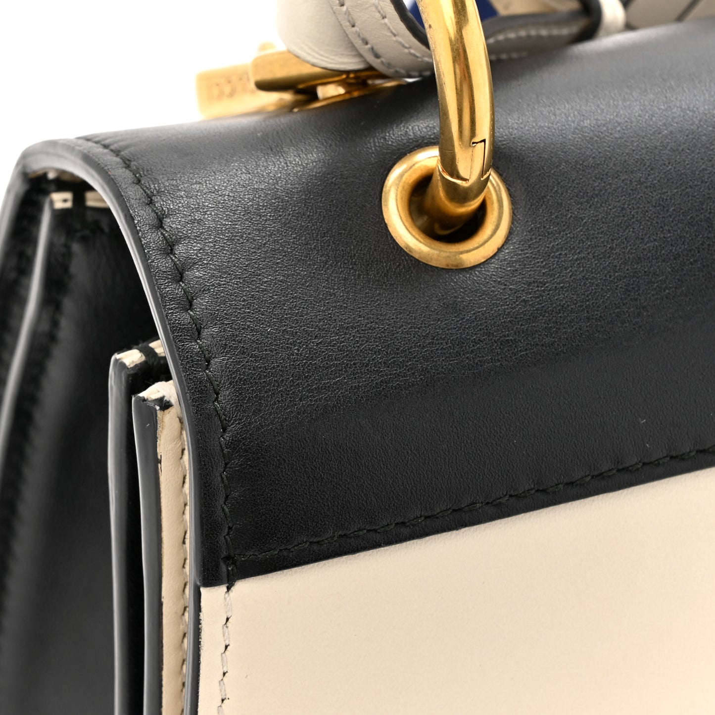 Calfskin Sylvie Web Small Queen Margaret Top Handle Bag Black White