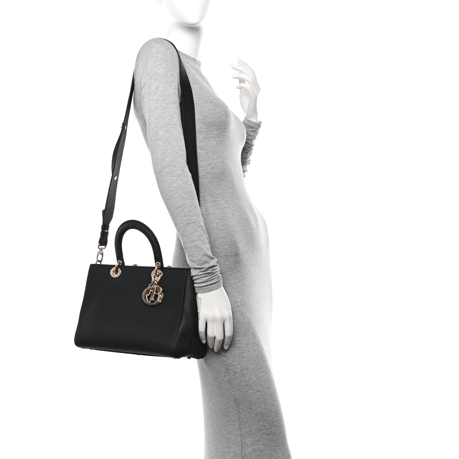 Christian Dior Bullcalf Medium Lady D-Sire Tote Black 2 of 10