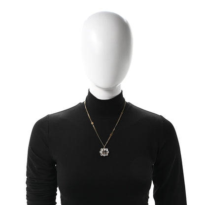 Gucci Crystal Embellished Double G Necklace Aged Gold 2 of 5