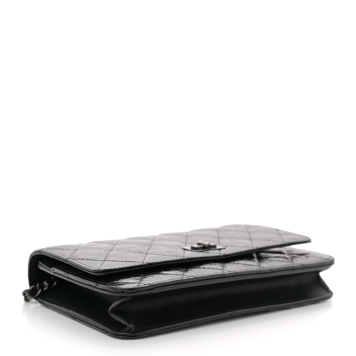 Glazed Aged Calfskin Reissue Wallet On Chain WOC  So Black