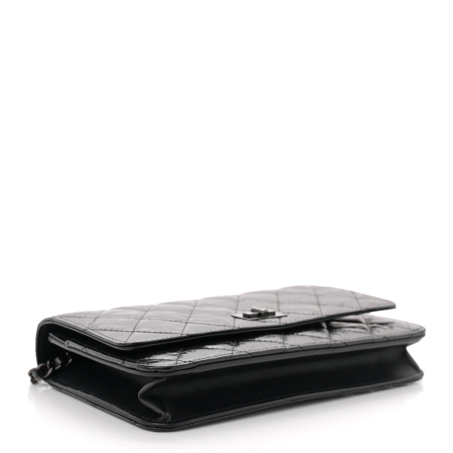Chanel Glazed Aged Calfskin Reissue Wallet On Chain WOC  So Black 4 of 12