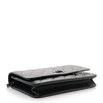 Chanel Glazed Aged Calfskin Reissue Wallet On Chain WOC  So Black 4 of 12