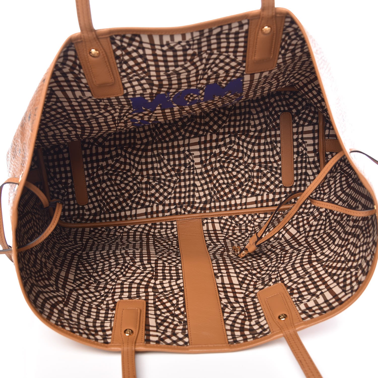 MCM Visetos Large Liz Reversible Shopper Tote Cognac 10 of 14