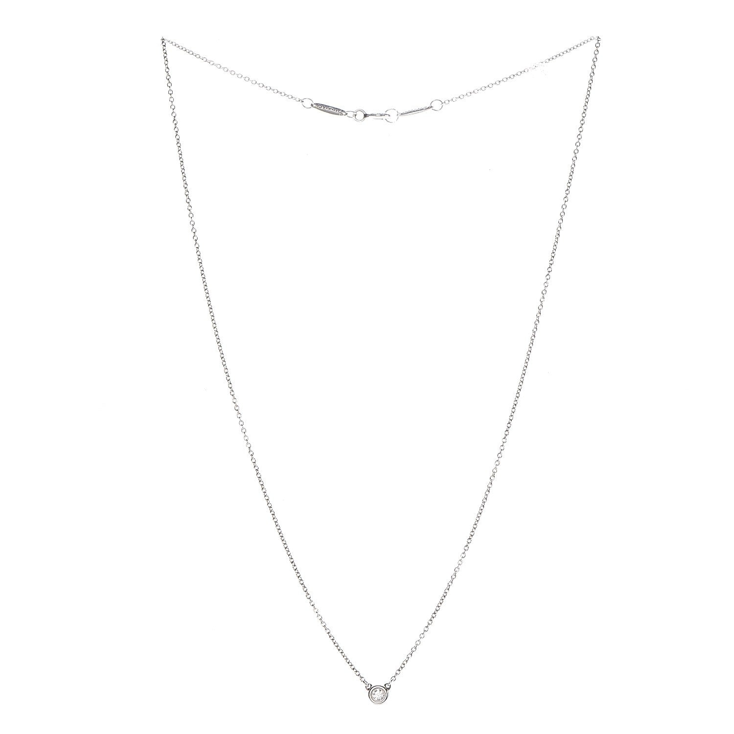 Tiffany Sterling Silver Diamond .10ct Elsa Peretti Diamonds by the Yard Pendant Necklace 3 of 9