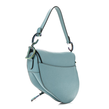 Christian Dior Grained Calfskin Saddle Bag Azure Blue 3 of 14