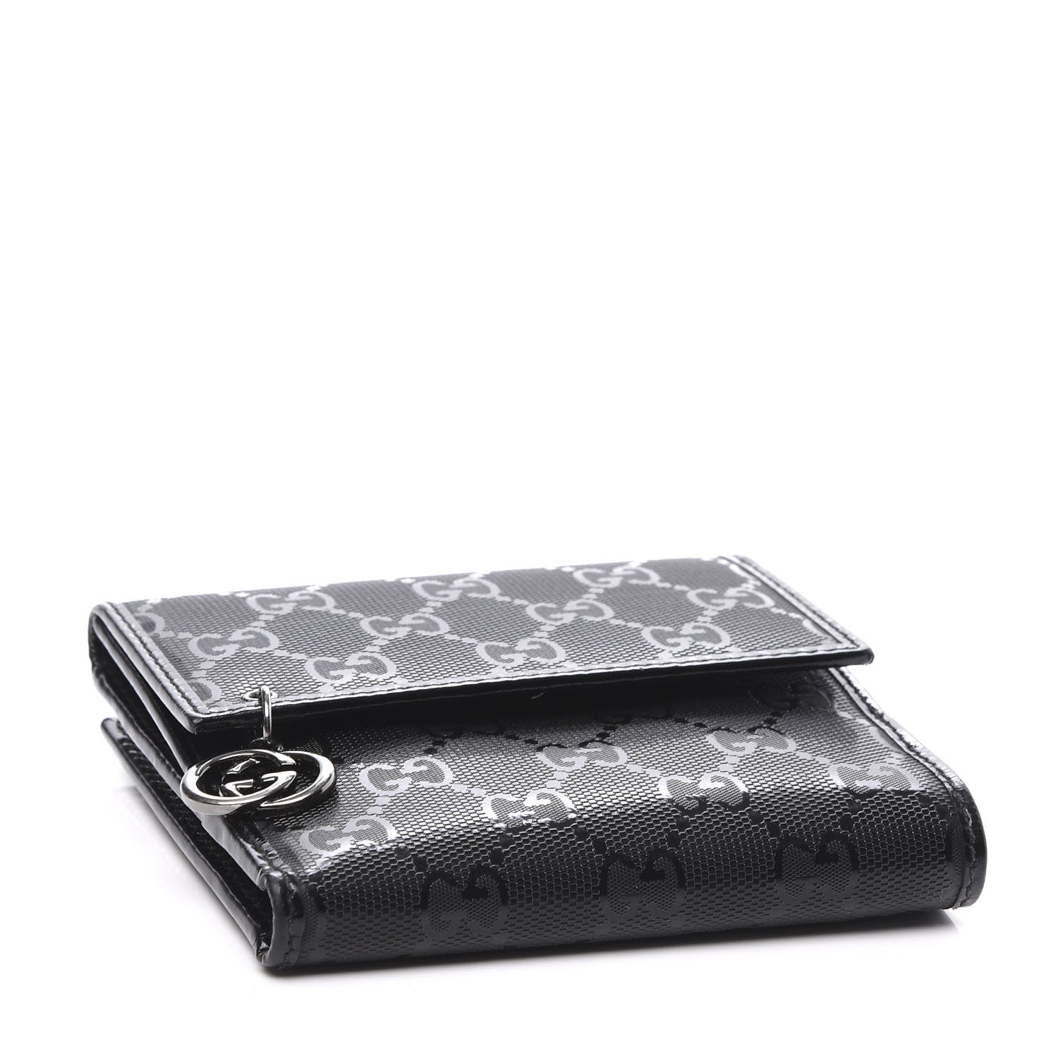Gucci Imprime Monogram GG Pierce French Flap Wallet Black 3 of 10