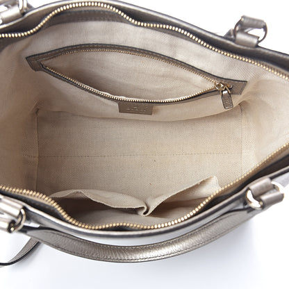 Gucci Metallic Pebbled Calfskin Small Soho Top Handle Bag Golden Beige 5 of 9
