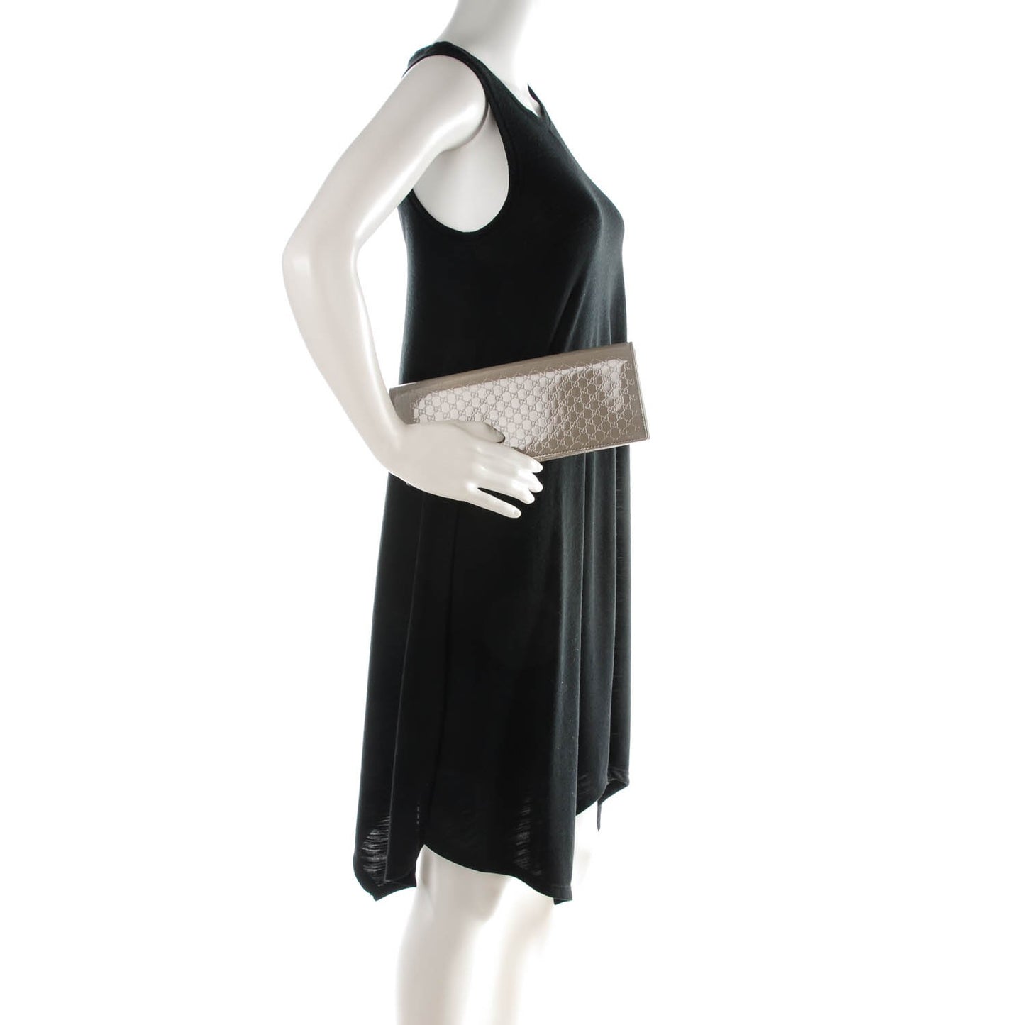 Patent Microguccissima Small Broadway Clutch Grey