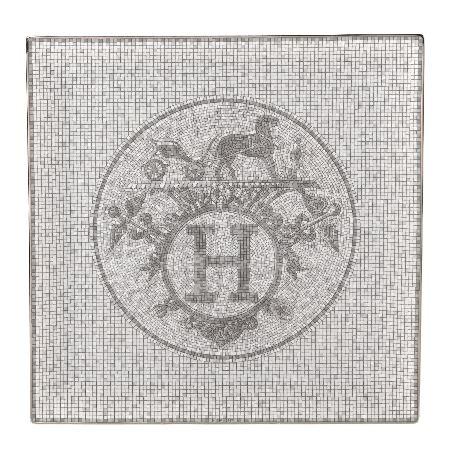 Hermes Porcelain Mosaique au 24 Platine Square Plate 1 of 9