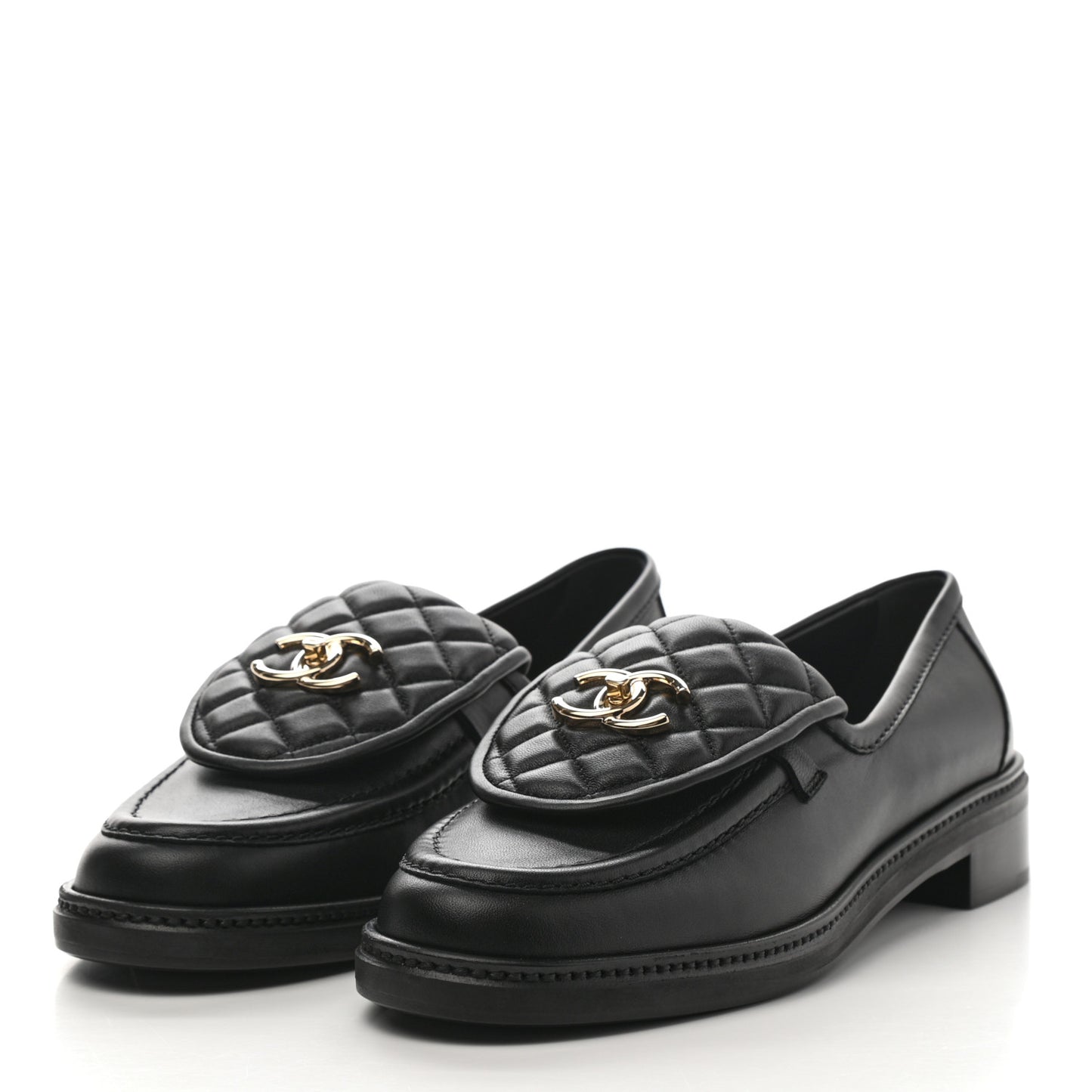 Lambskin Quilted CC Turnlock Loafers 41 Black
