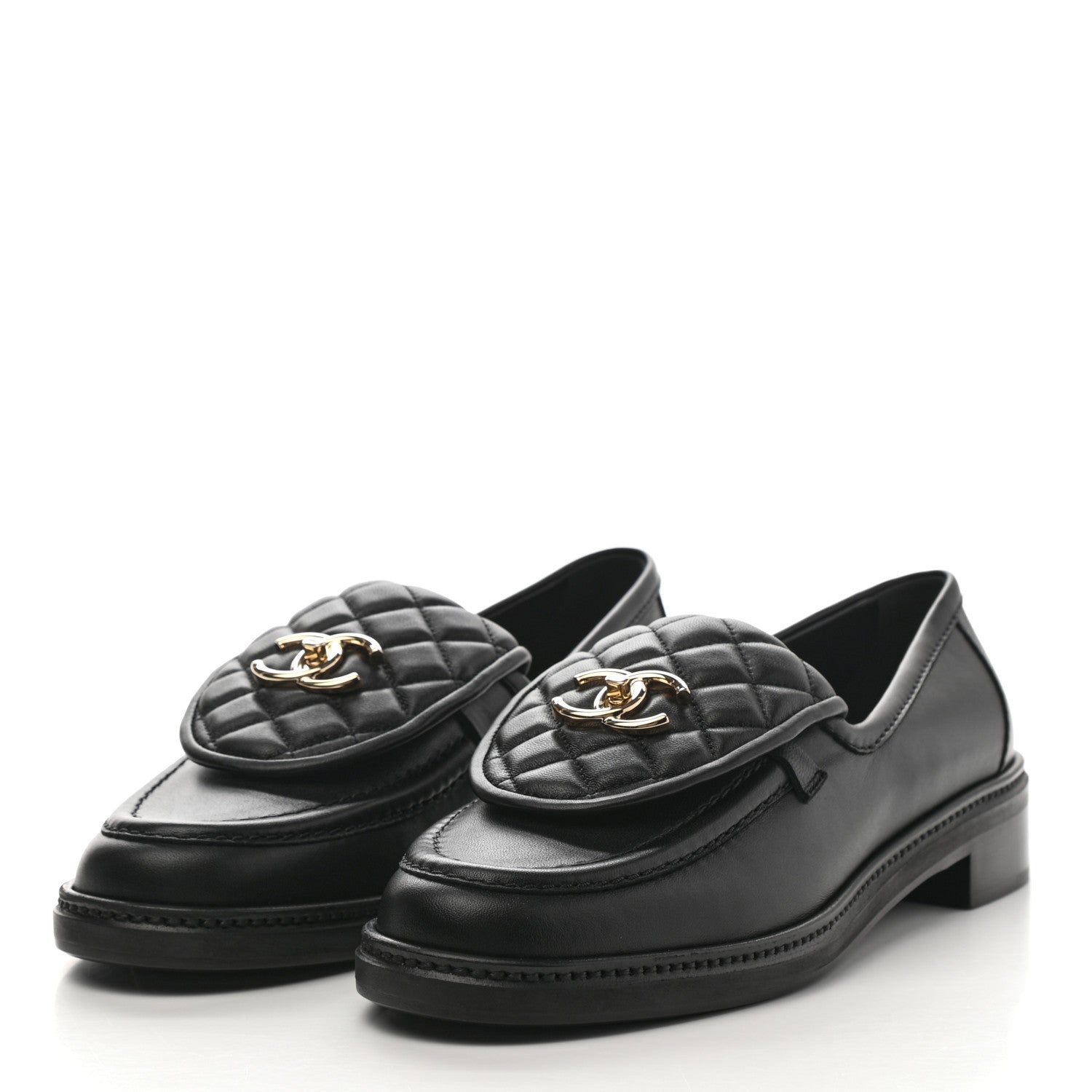 Chanel Lambskin Quilted CC Turnlock Loafers 41 Black 3 of 9