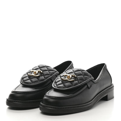 Chanel Lambskin Quilted CC Turnlock Loafers 41 Black 3 of 9