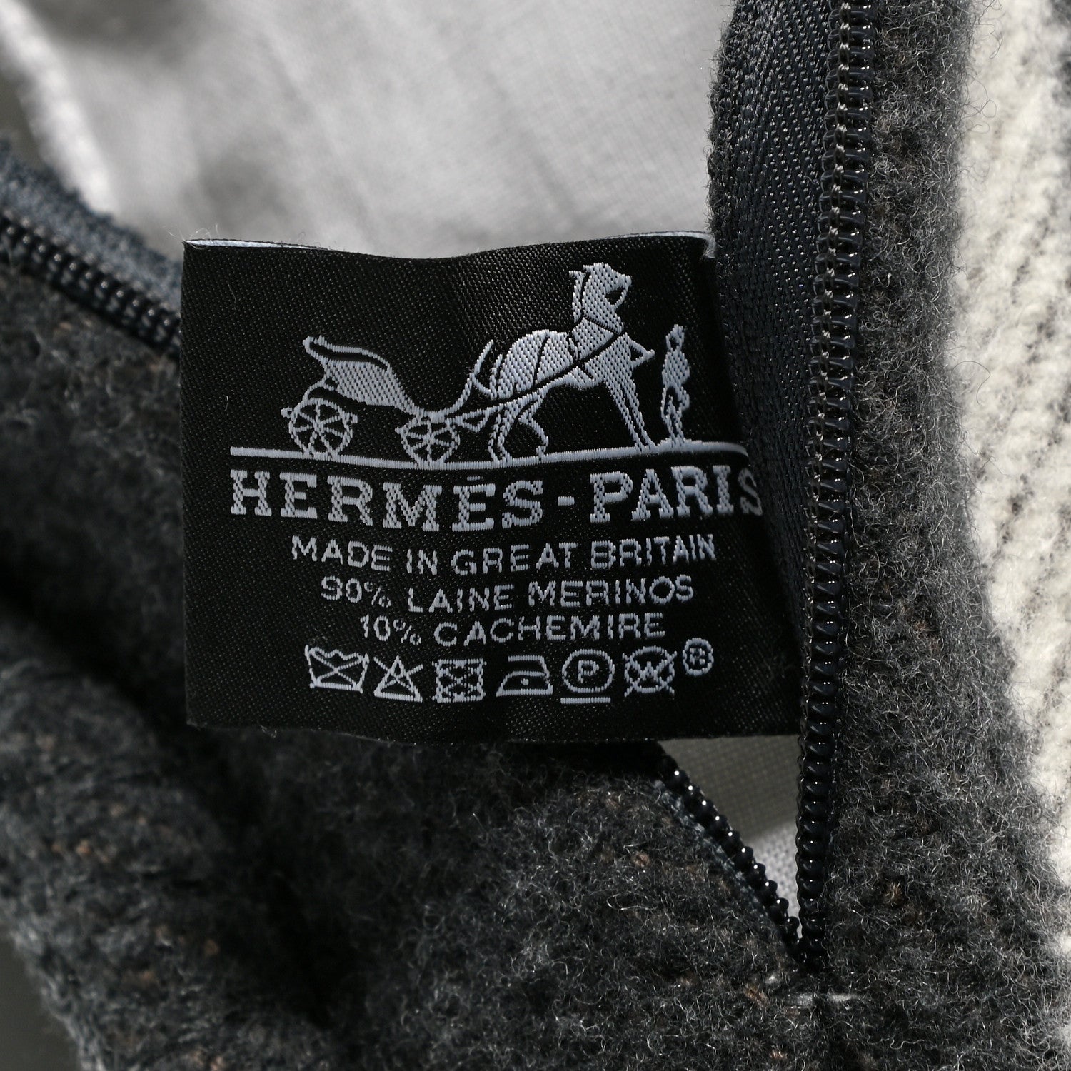 Hermes Wool Cashmere Avalon Pillow PM Ecru Gris Fonce 3 of 3