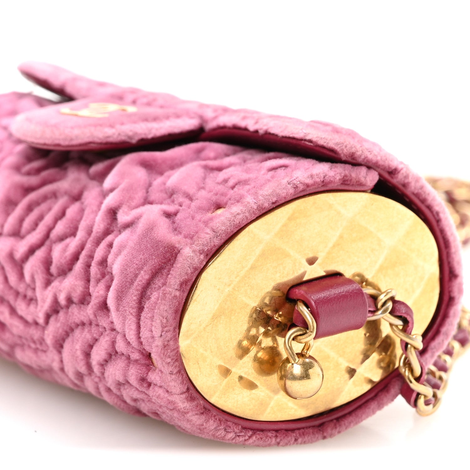 Chanel Velvet Camellia Embossed Jewel Belt Card Holder With Chain Pink 9 of 9