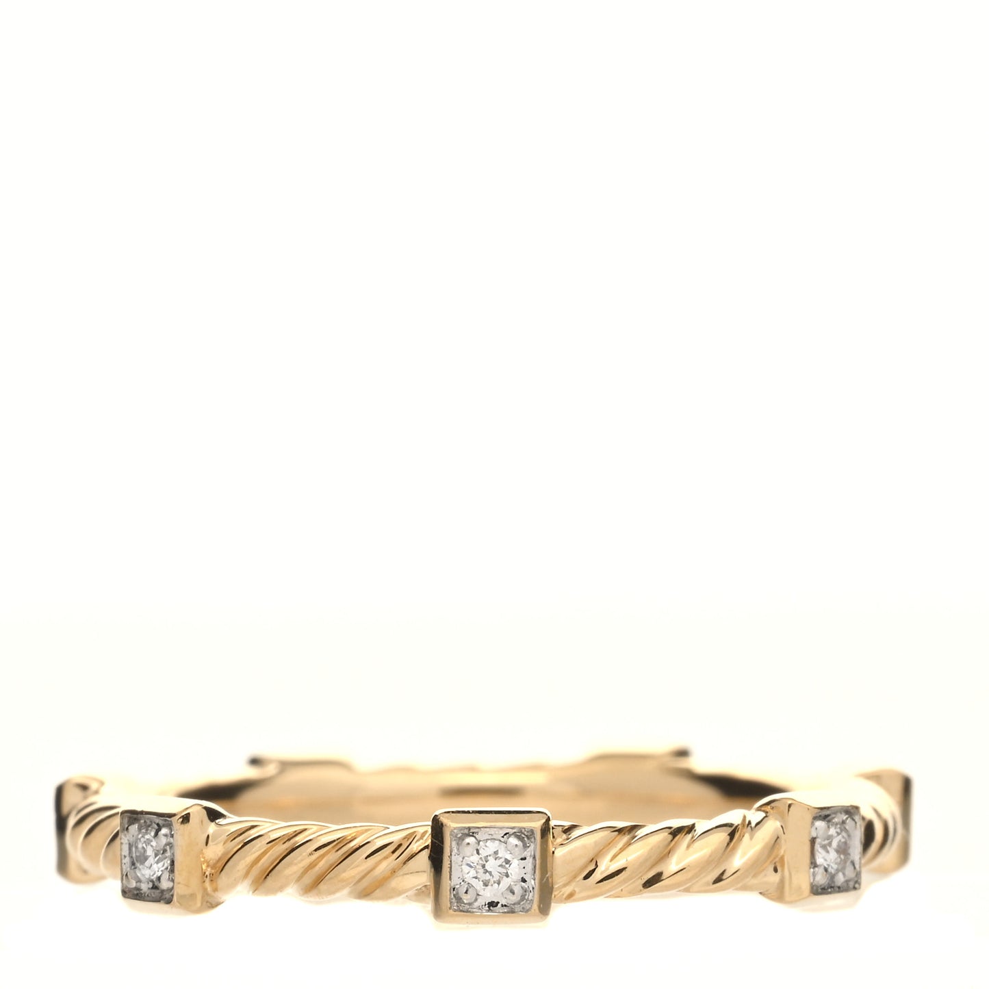 18K Yellow Gold Diamond Cable Collectibles Stack Ring 52 6