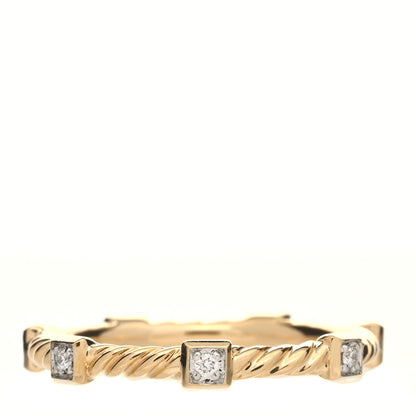David Yurman 18K Yellow Gold Diamond Cable Collectibles Stack Ring 52 6 3 of 4