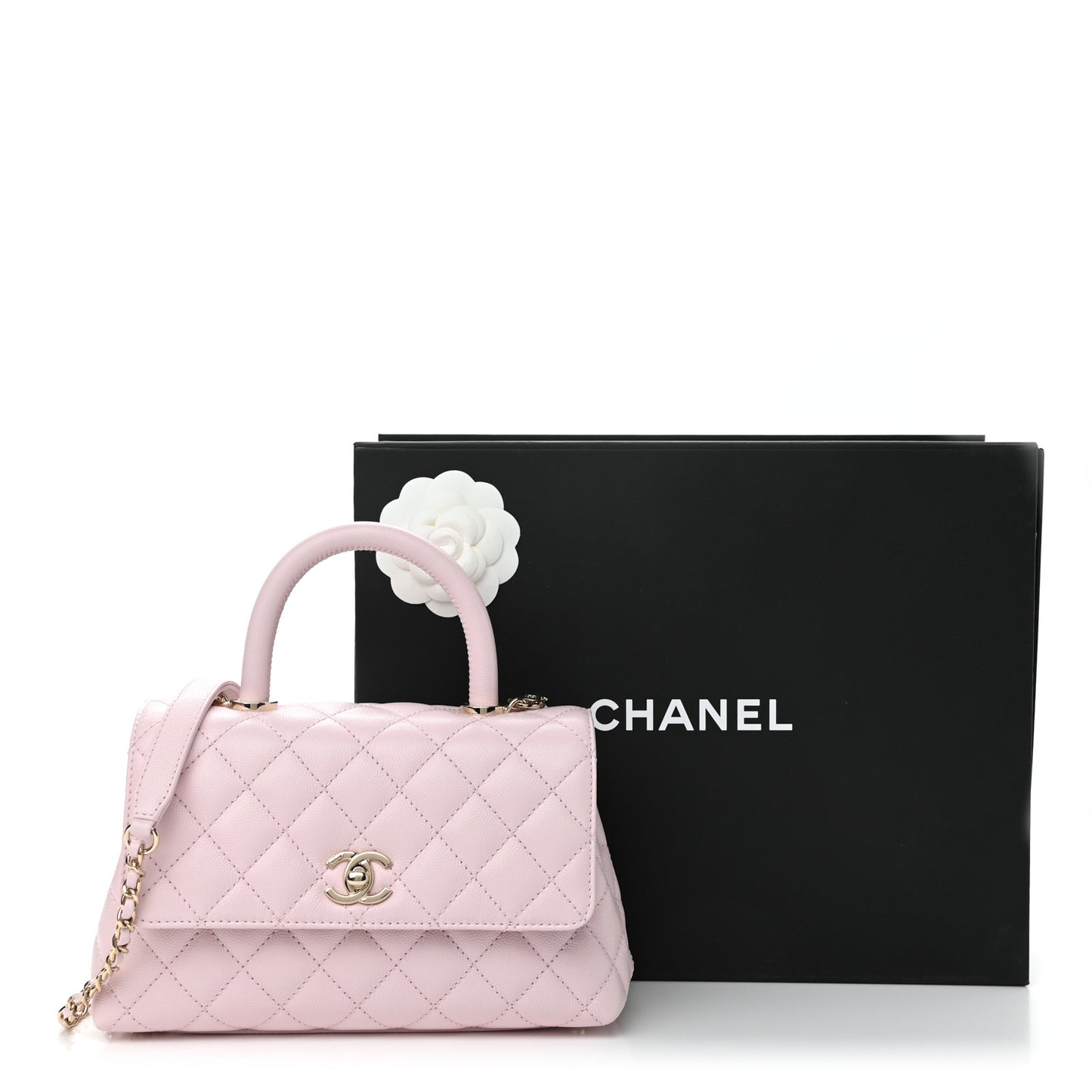 Caviar Quilted Mini Coco Handle Flap Light Pink