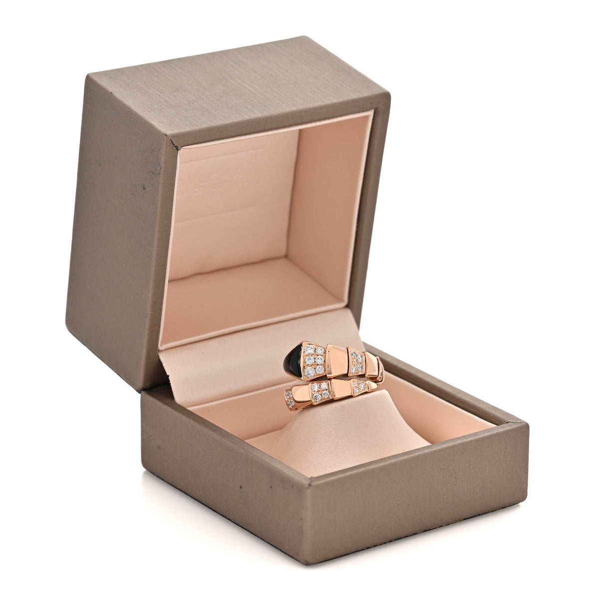 Bulgari 18K Rose Gold Diamond Black Onyx Serpenti Viper Ring M 5 of 5