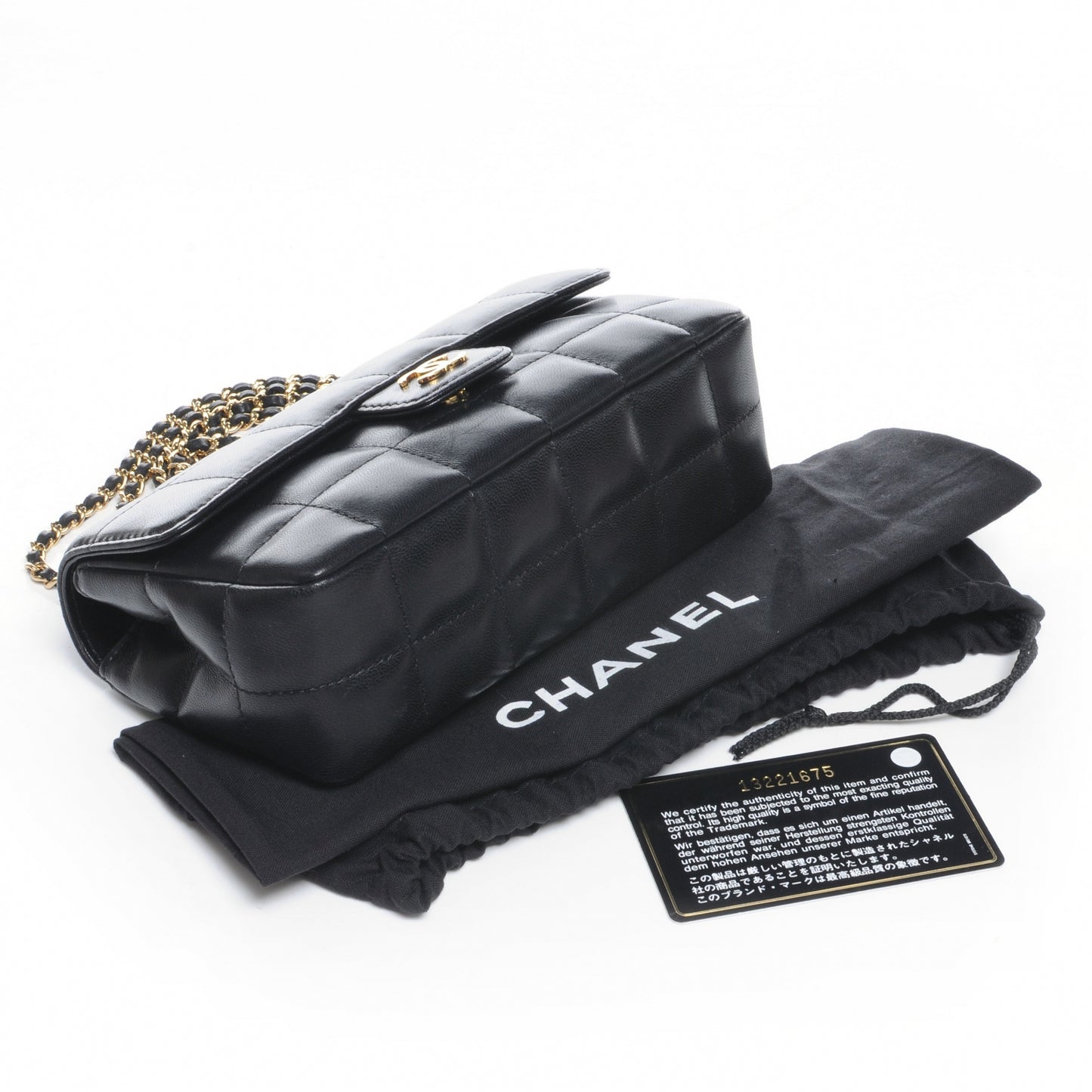 Lambskin Square Quilted Mini Flap Black