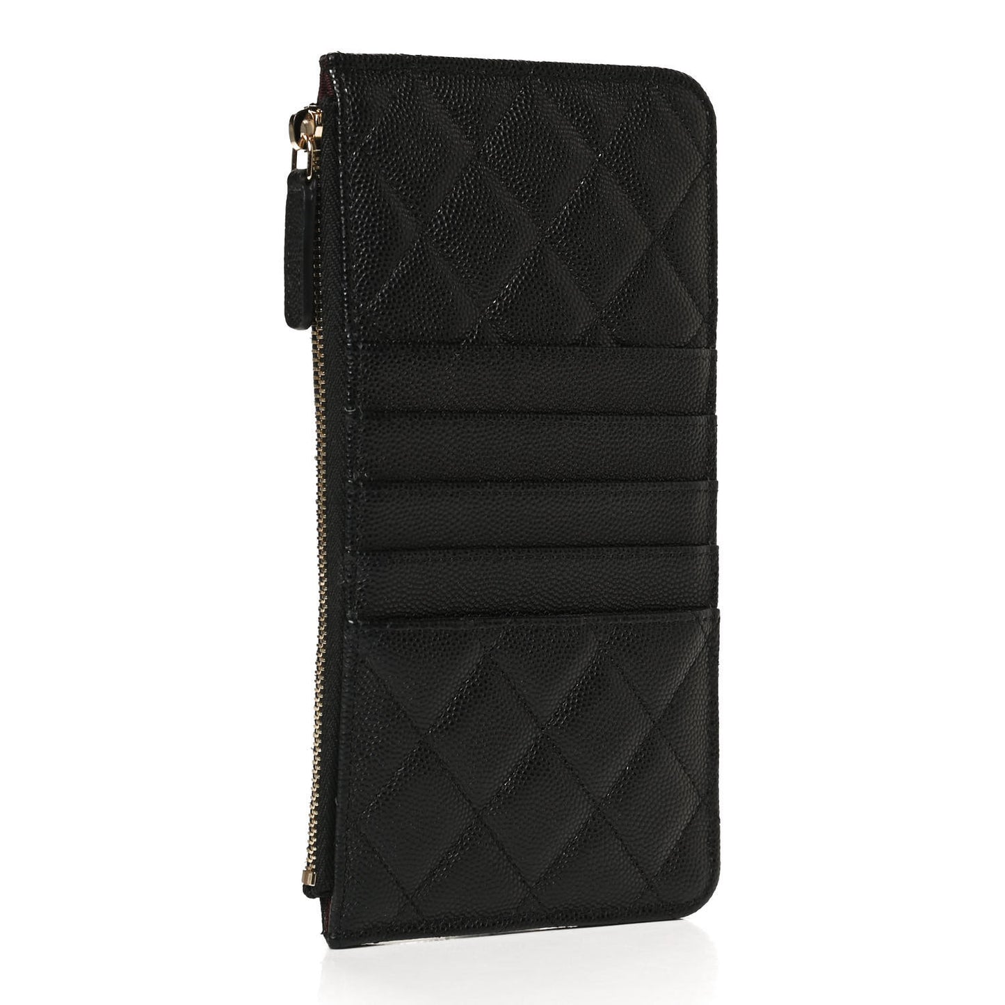 Caviar Quilted Classic Flat Wallet Pouch Black