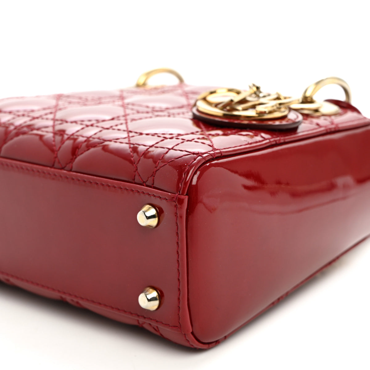 Christian Dior Patent Cannage Mini Lady Dior Red 10 of 11