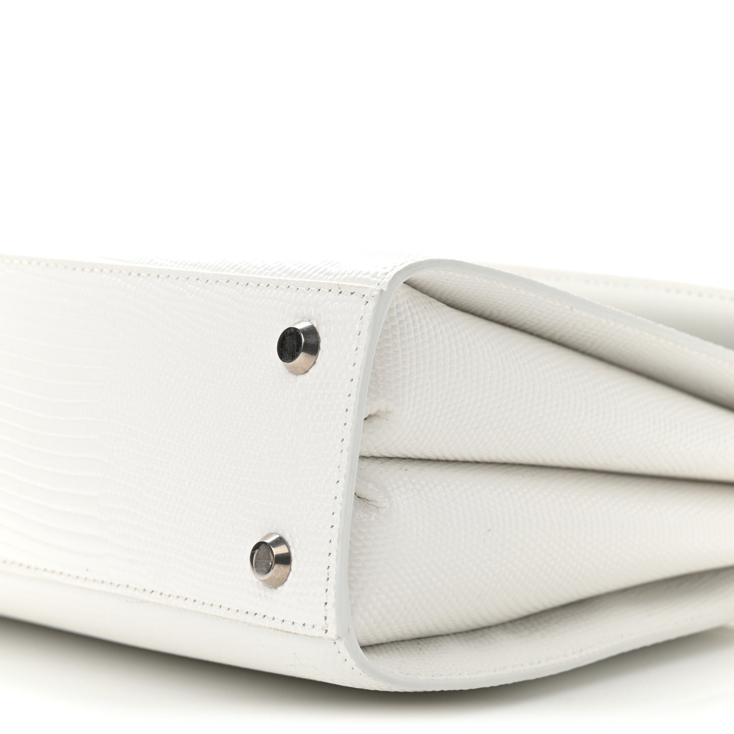 Patent Calfskin Lizard Embossed Medium Ghost Shoulder Bag Optic White