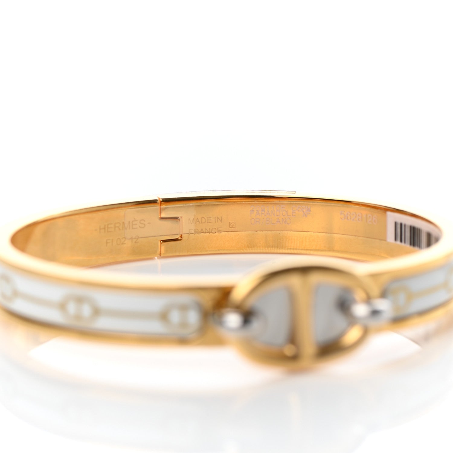 Hermes Enamel Mini Farandole Clic Chaine D'Ancre Bracelet Or White 5 of 6