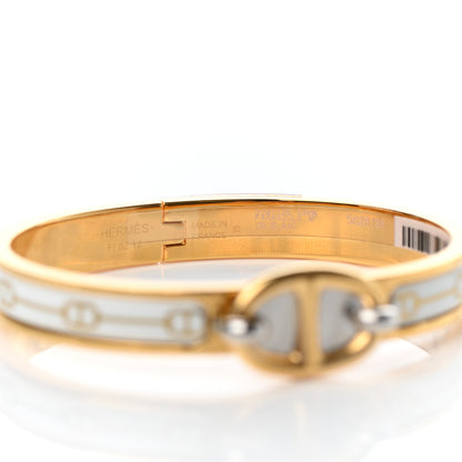 Hermes Enamel Mini Farandole Clic Chaine D'Ancre Bracelet Or White 5 of 6