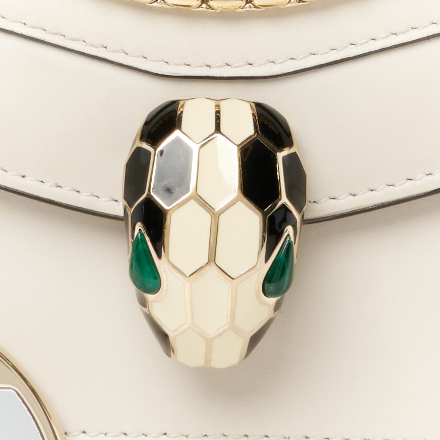 Calfskin Small Serpenti Forever Snake Strap Crossbody Bag White Agate