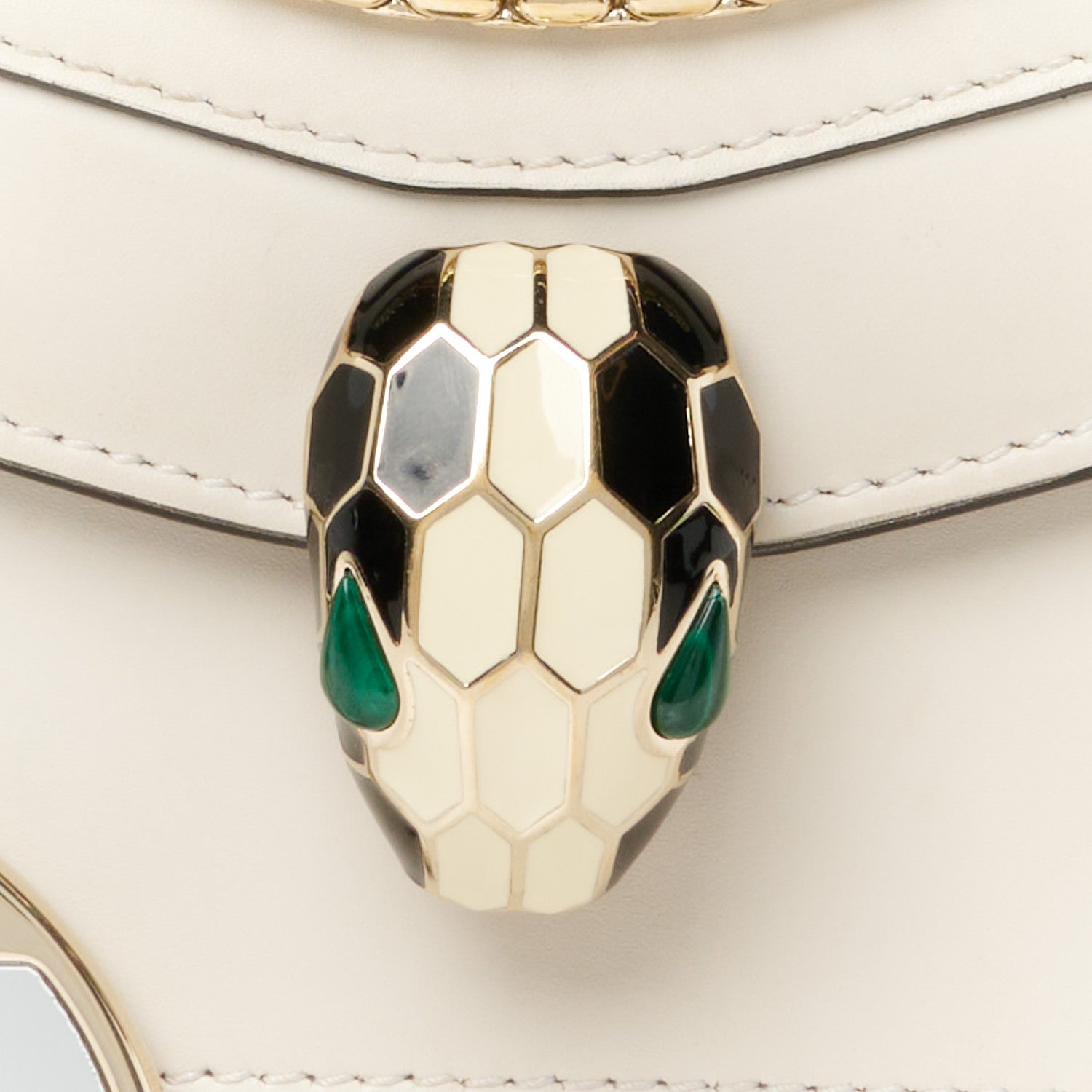 Bulgari Calfskin Small Serpenti Forever Snake Strap Crossbody Bag White Agate 9 of 11
