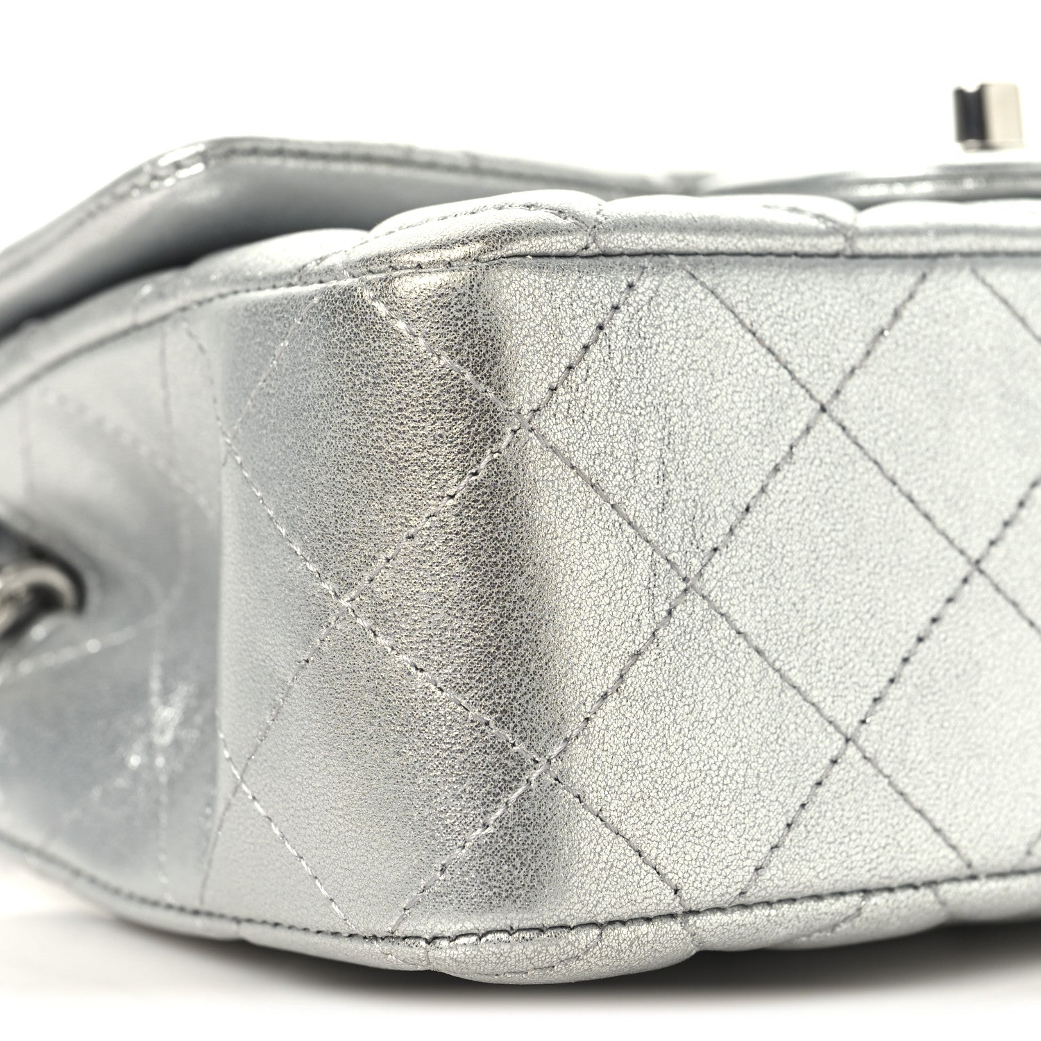 Chanel Metallic Lambskin Quilted Mini Rectangular Flap Silver 9 of 10