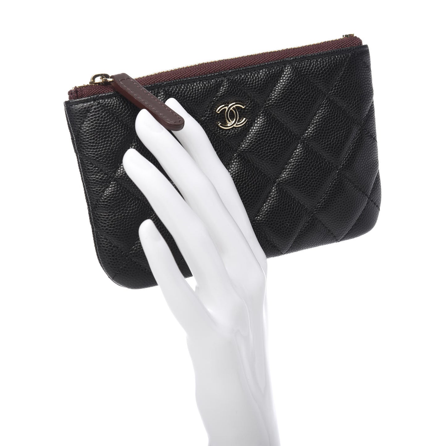 Caviar Quilted Small Cosmetic Case Black