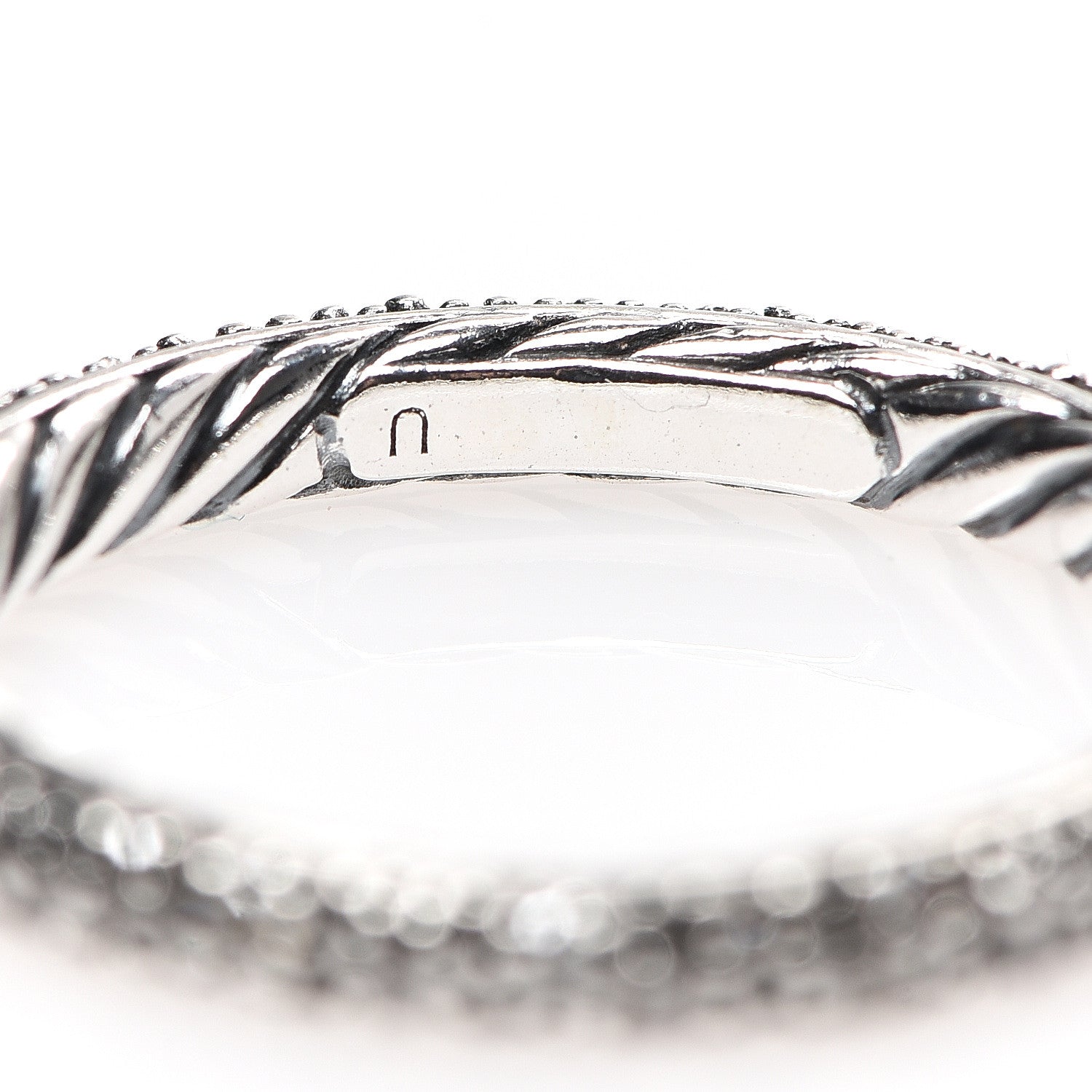 David Yurman Sterling Silver Diamond 3mm Midnight Melange Band Ring 54 6.75 3 of 4