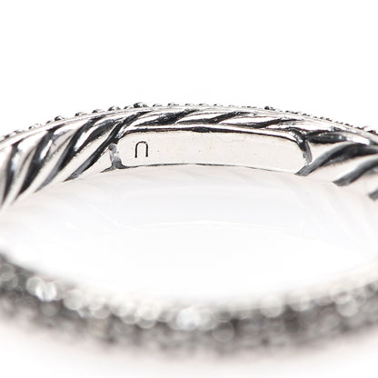 David Yurman Sterling Silver Diamond 3mm Midnight Melange Band Ring 54 6.75 3 of 4