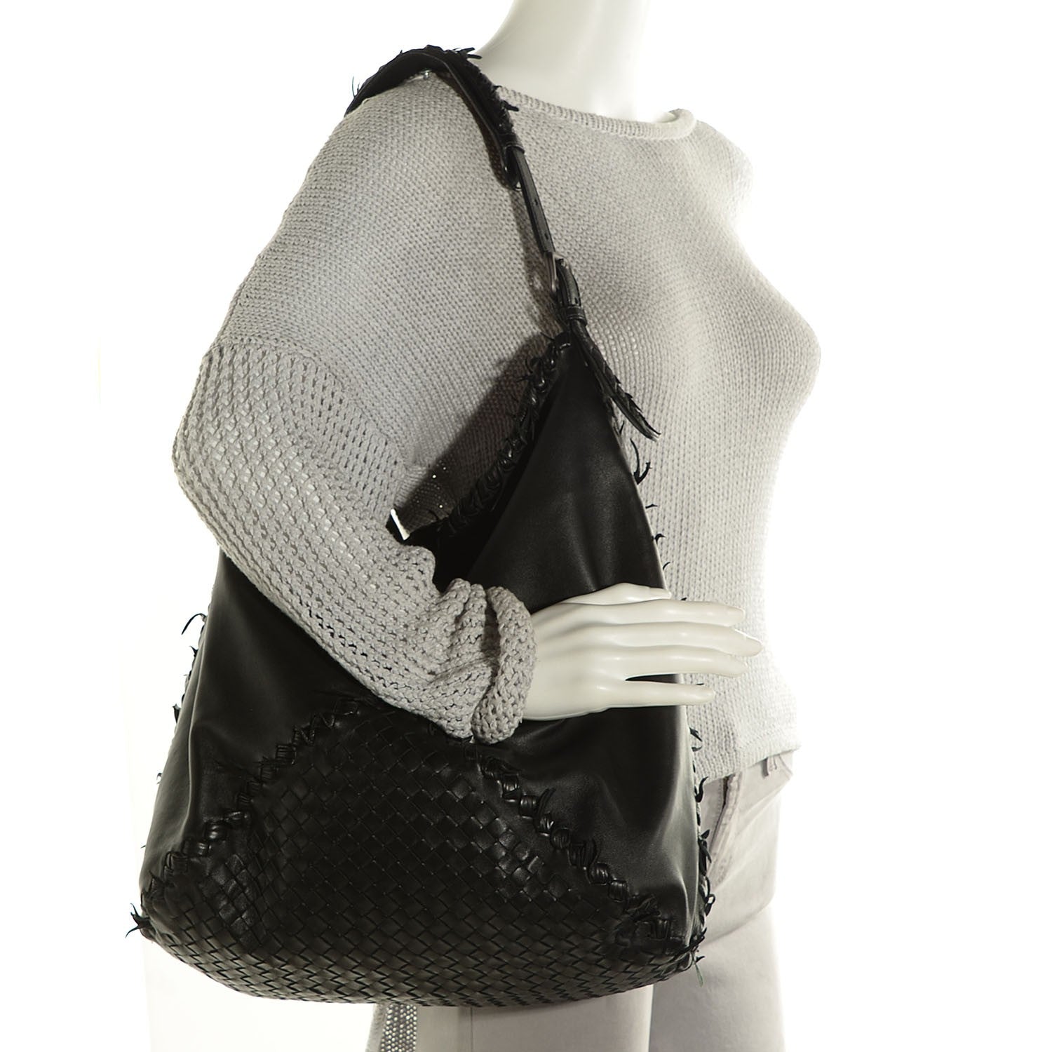 Bottega Veneta Nappa Intrecciato Large Fringe Shoulder Bag Nero Black 2 of 8