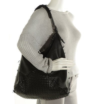 Bottega Veneta Nappa Intrecciato Large Fringe Shoulder Bag Nero Black 2 of 8