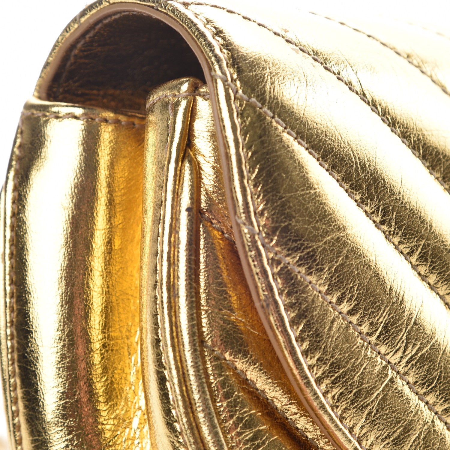 Saint Laurent Metallic Calfskin Matelasse Monogram Small Bubble Chain Crossbody Gold 12 of 14