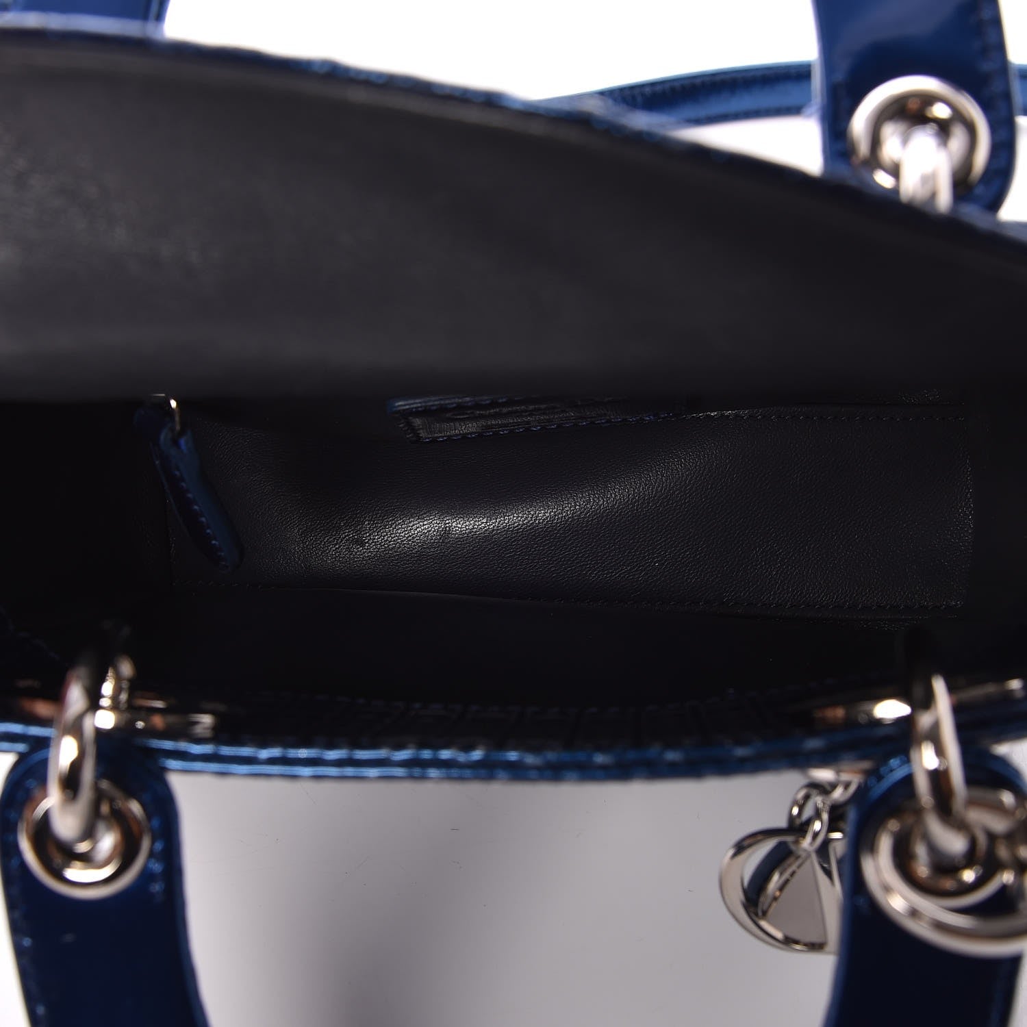 Christian Dior Metallic Patent Micro-Cannage Mini Lady Dior Blue 5 of 8