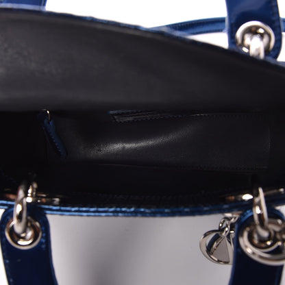 Christian Dior Metallic Patent Micro-Cannage Mini Lady Dior Blue 5 of 8