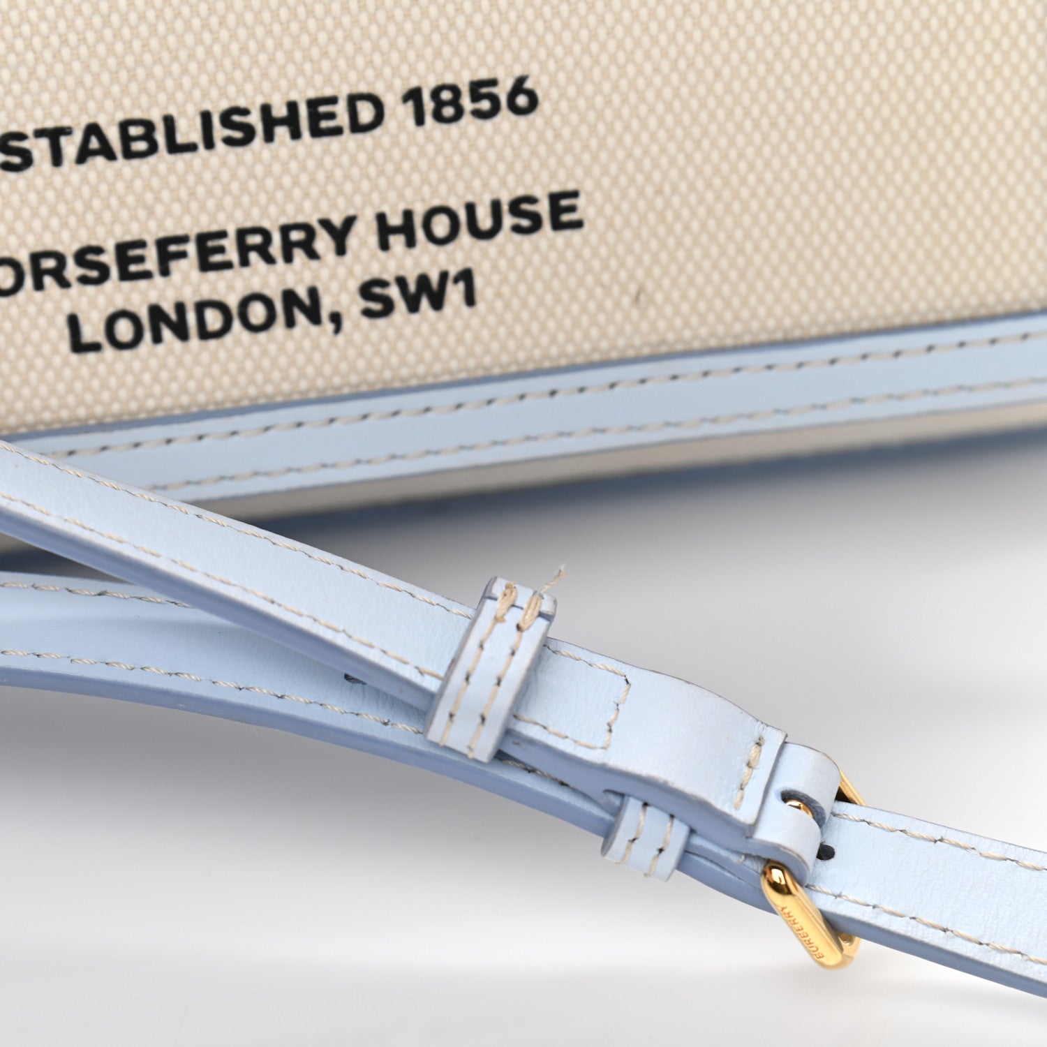 Burberry Canvas Smooth Calfskin Two Tone Mini Pocket Bag Natural Pale Blue 14 of 14