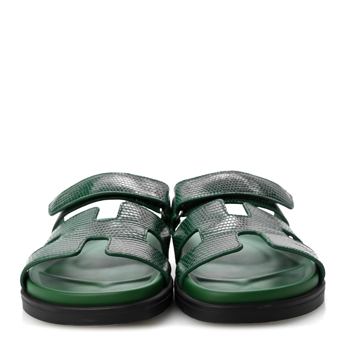 Hermes Lizard Womens Chypre Sandals 38 Vert Electrique 3 of 10