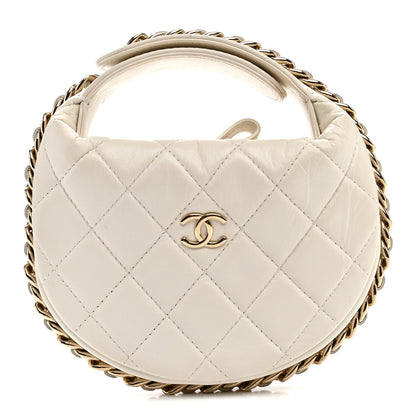 Chanel Lambskin Quilted Chain Around Pouch Hobo White 1 of 7