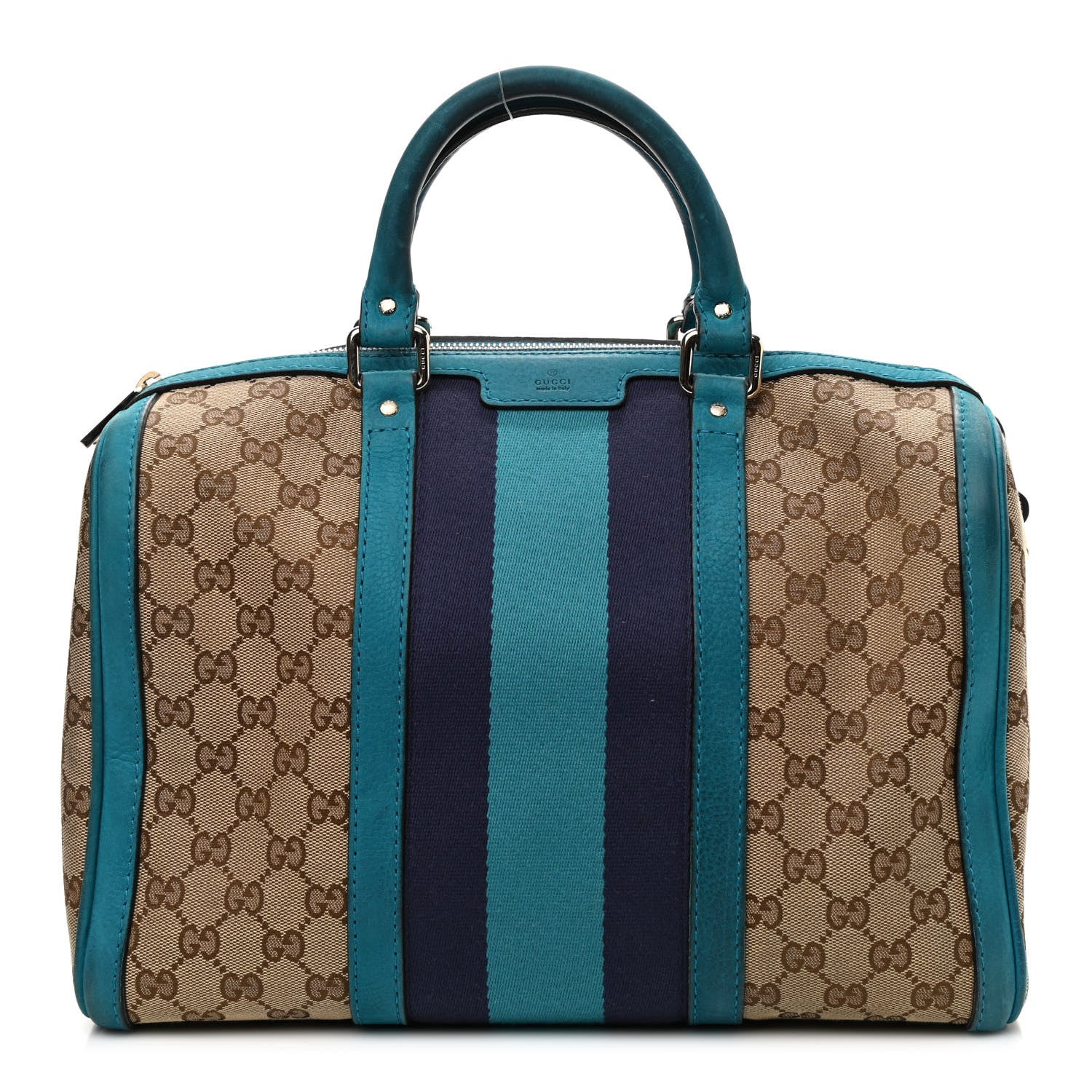 Gucci Monogram Vintage Web Medium Boston Teal 1 of 9