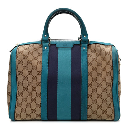 Gucci Monogram Vintage Web Medium Boston Teal 1 of 9